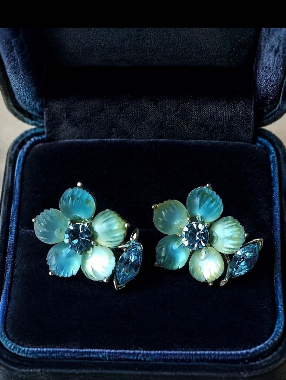 Lisner Ombre Silver Rhodium Plate Screw Back Fruit Salad Earrings Molded Plastic